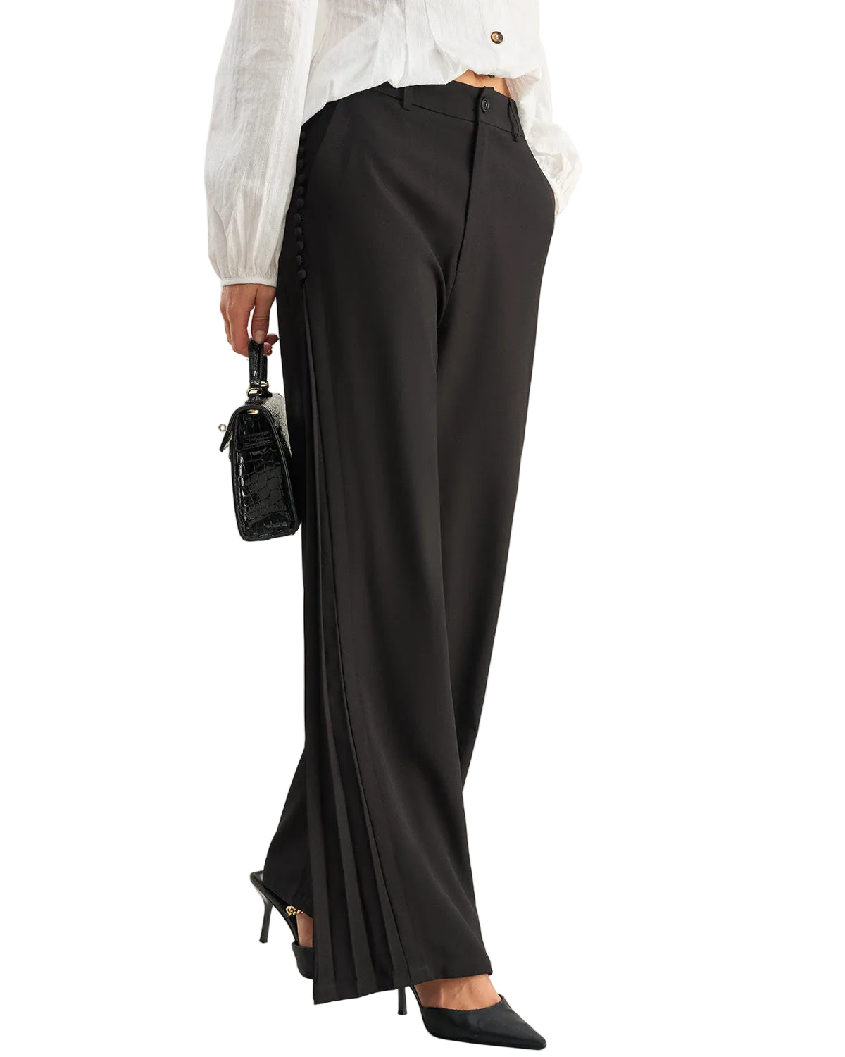 DALIA - Czarne spodnie dzwony na co dzień