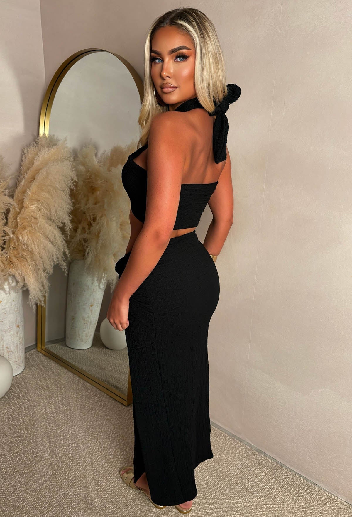 DALIA - Paradise Halter Co-ord Set - Black