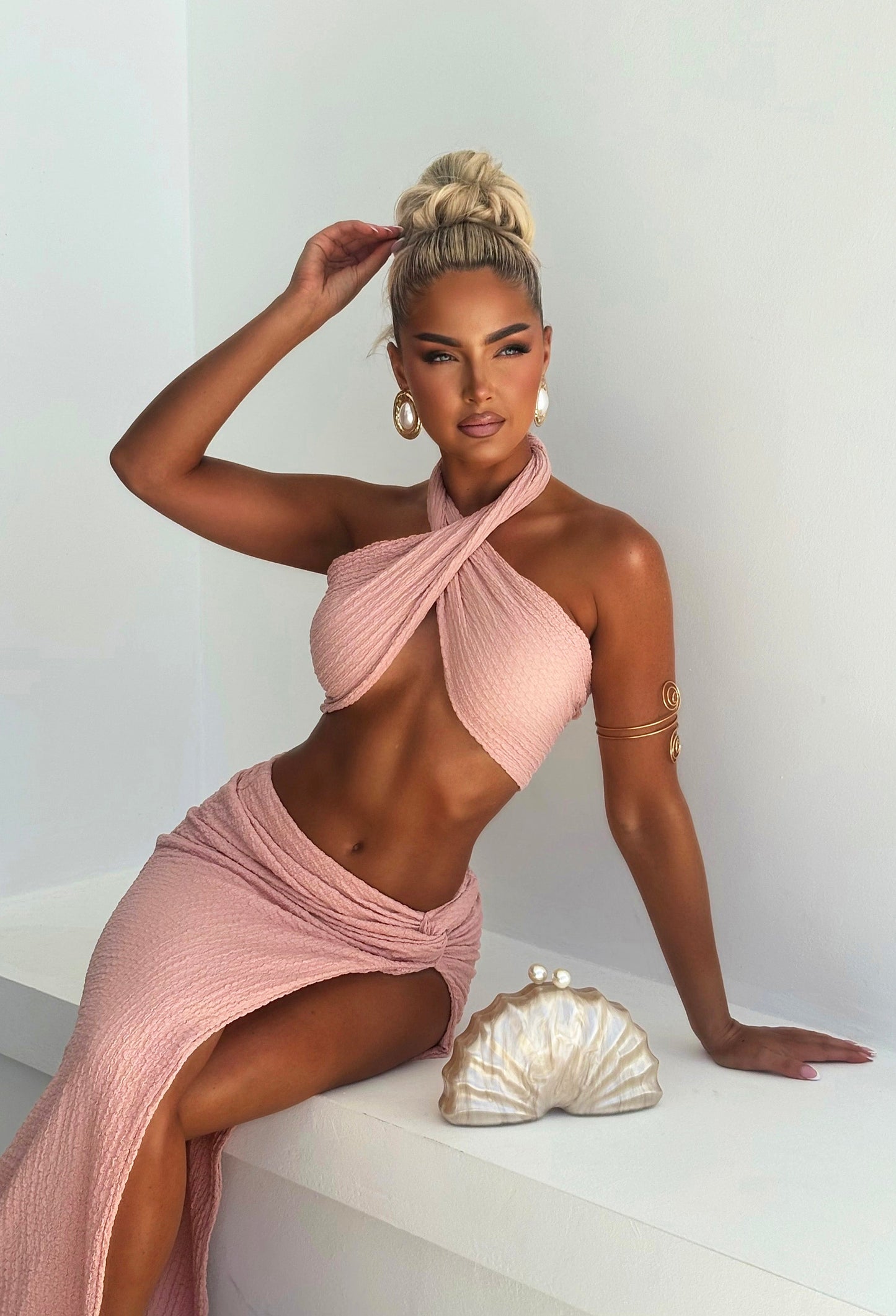 DALIA - Paradise Halter Co-ord Set - Pink