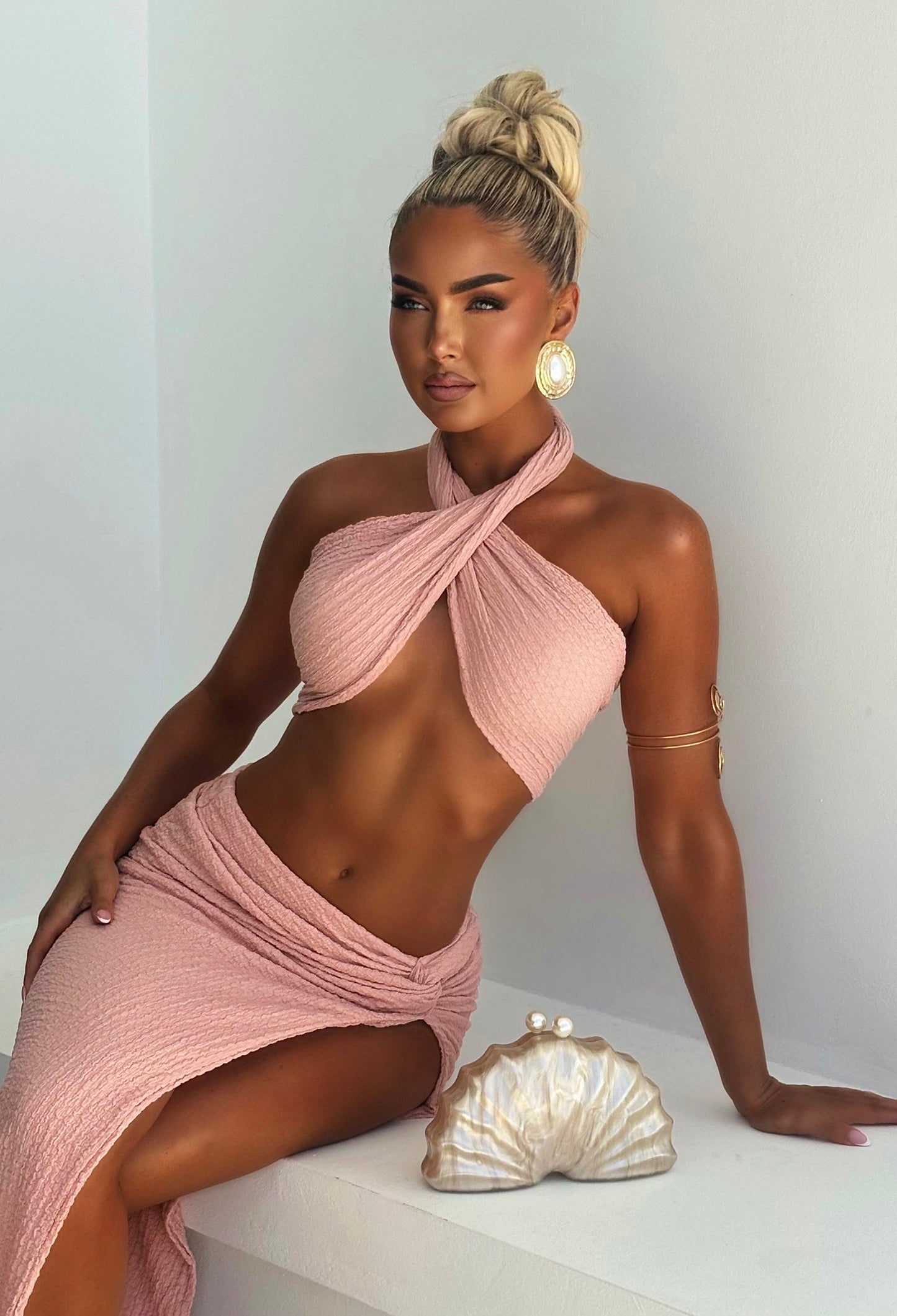 DALIA - Paradise Halter Co-ord Set - Pink